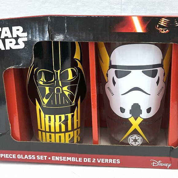 New Disney Star Wars Zak! 2 Piece Pint Glass Set Darth Vader and Storm Trooper - Picture 1 of 8